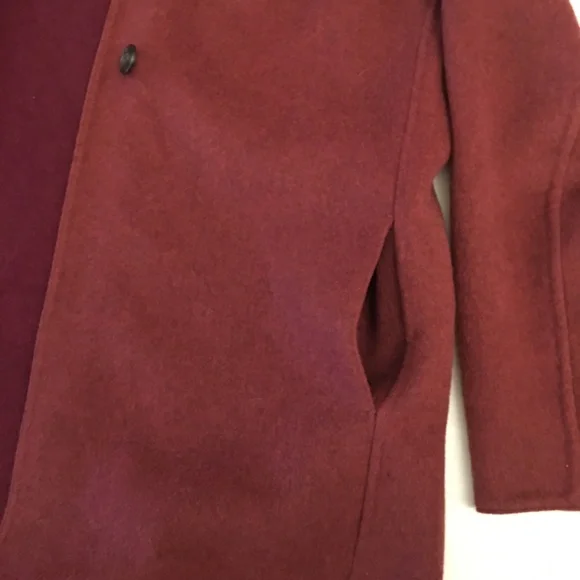 Uniqlo double faced wool blend coat with hood - maroon - oversized XS - Picture 13 of 15